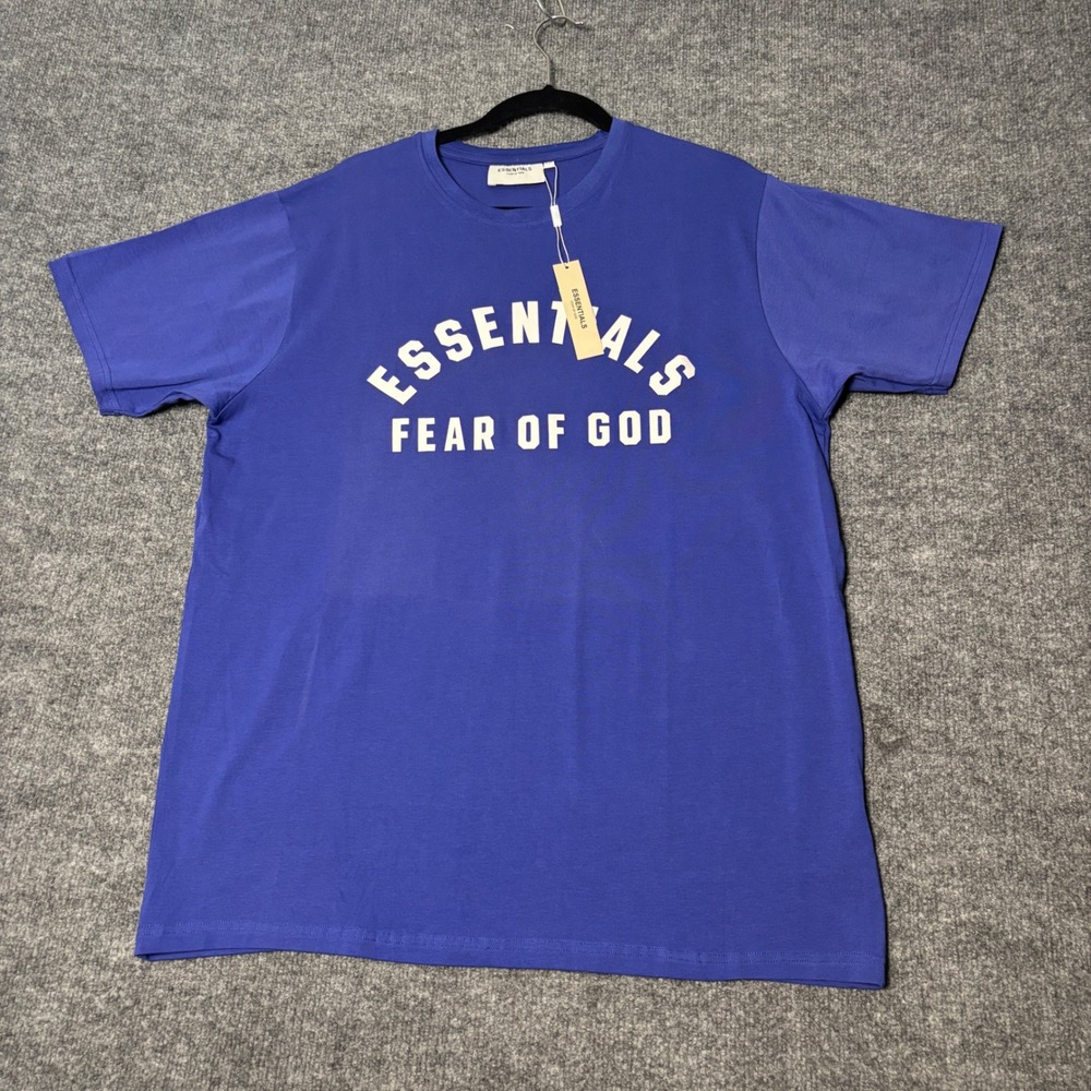 Fear of God ESSENTIALS Campus 90s Jersey T-Shirt Mens XXL Cobalt Blue NWT